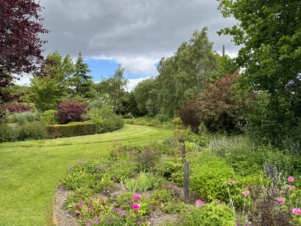 the borders at Birkhead's Secret Garden full of colourful flowers and trees