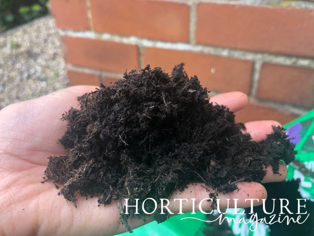 hand holding compost in view