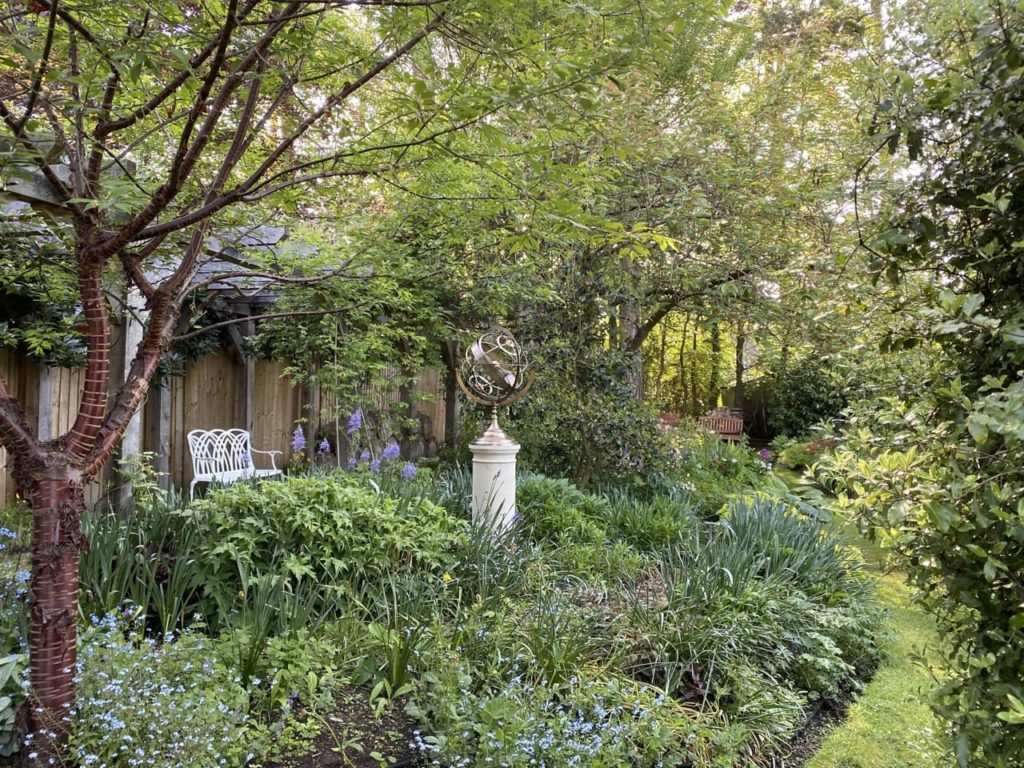 extensive garden beds in 13 broom acres with brunnera and other plants