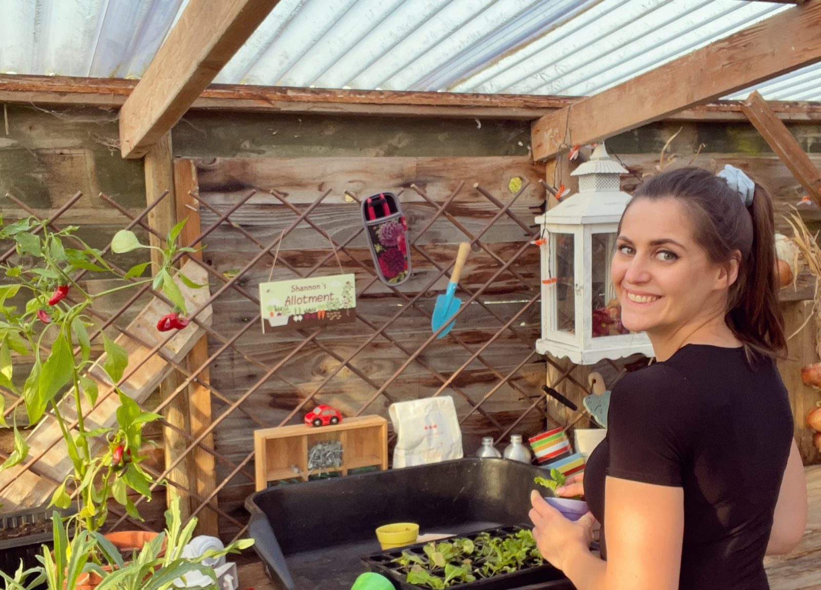 Shannon Keary working in her potting shed
