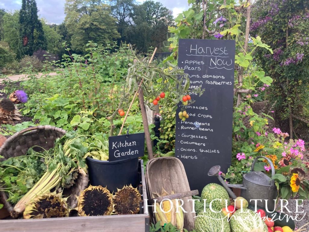 a stand at the entrance to the kitchen garden at RHS Harlow Carr