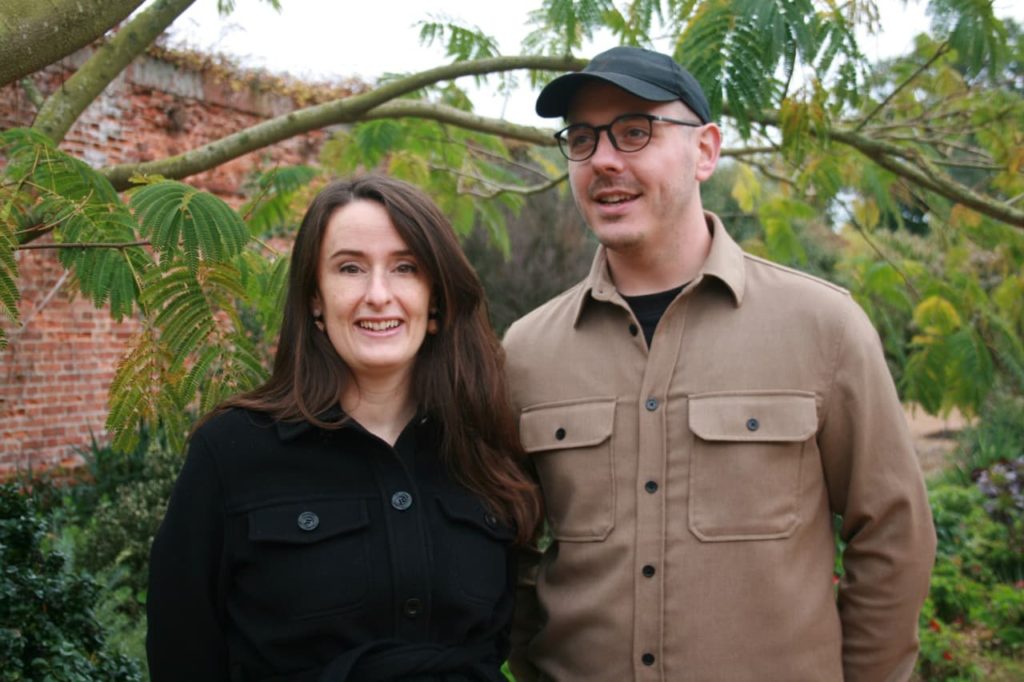 a close-up of garden designers Joe and Laura Carey