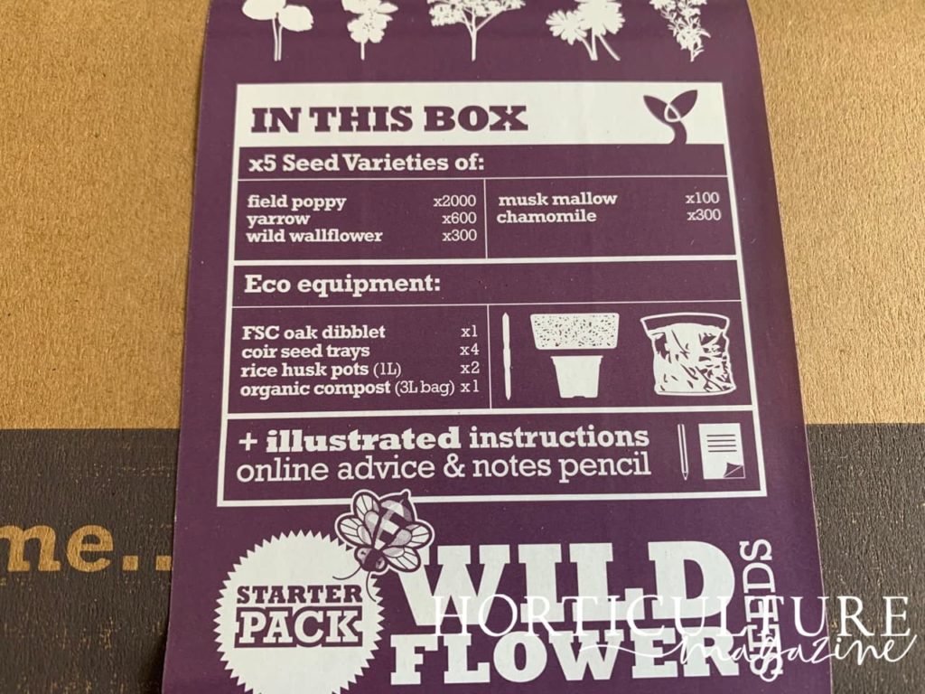 label on the pack of the wildflower seed starter pack from seed pantry