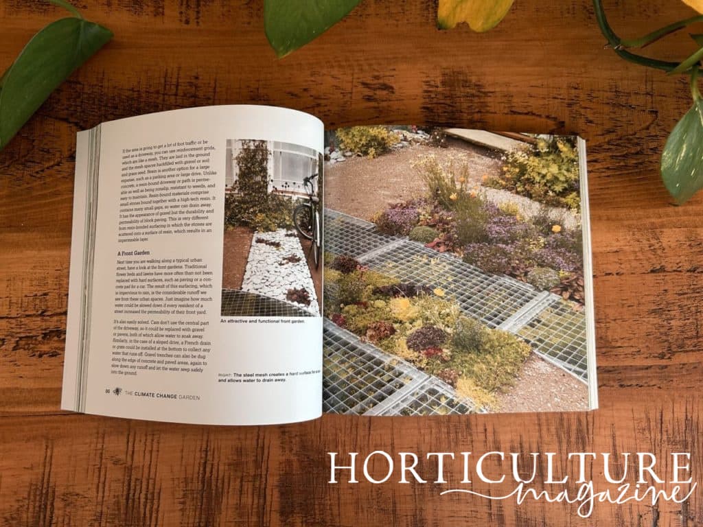 garden beds protected by a metal grid from a double page spread in the climate change garden book