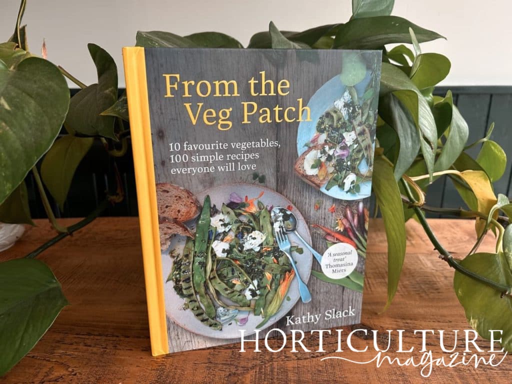 From the Veg Patch by Kathy Slack stood up on a table next to a devils ivy houseplant