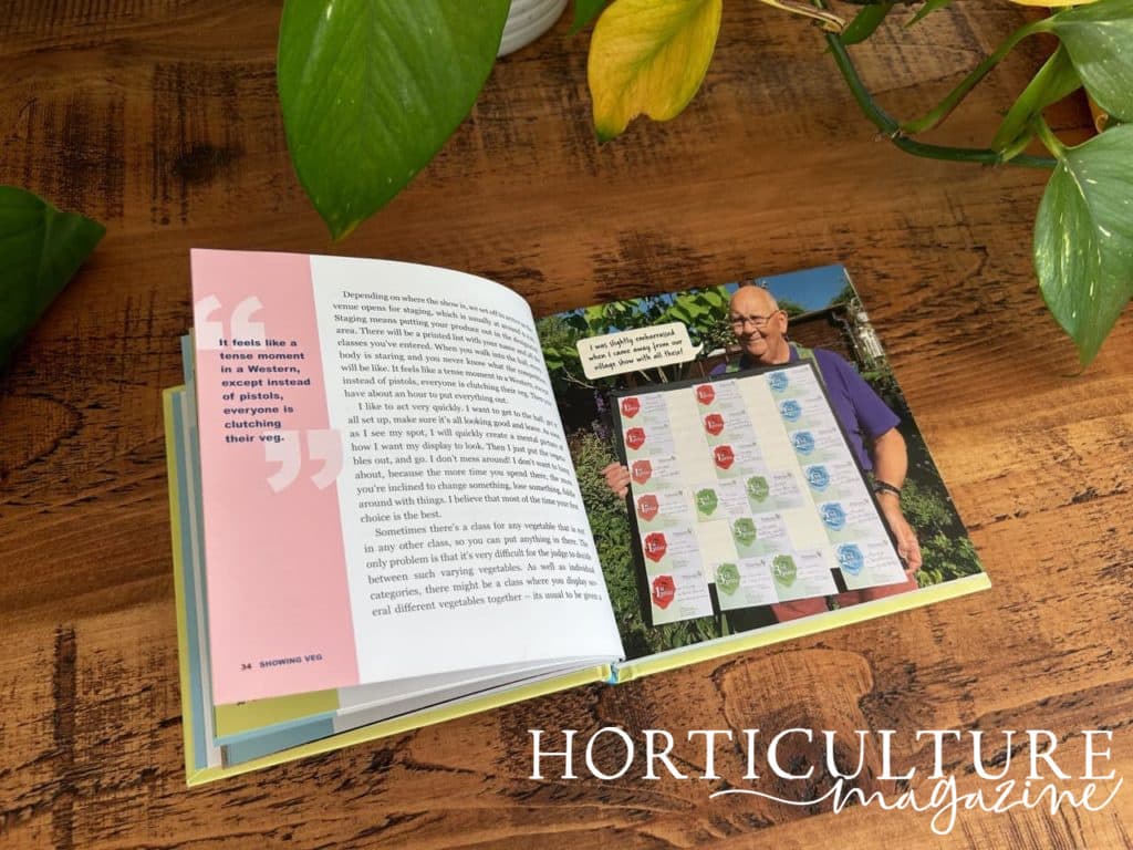 open spread from Gerald's book with a photo of him next to a page of text