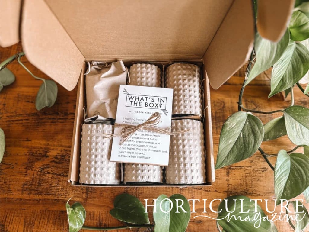 the inside of the indoor herb garden kit from love rustic with instructions