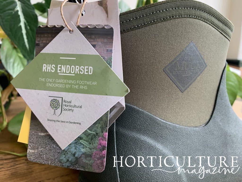 a label on some original muck boots with the label 'RHS endorsed'