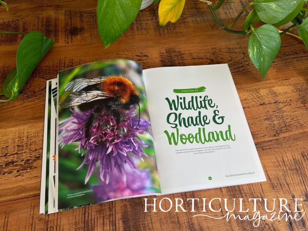 Wildlife, shade and woodland chapter of the My Real Garden book open on a table