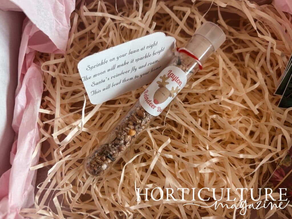 Bea Garden's tube of Reindeer Dust inside some pink paper packaging