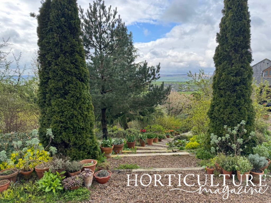 the view of the Pennines from the sloping garden at Scape Lodge in Huddersfield